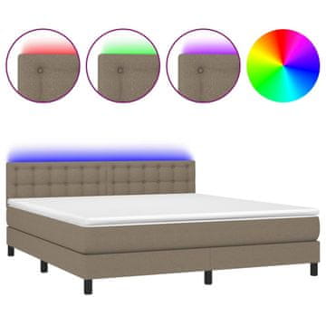 Vidaxl Box spring postelja z vzmetnico LED taupe 180x200 cm blago