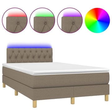 Vidaxl Box spring postelja z vzmetnico LED taupe 120x200 cm blago