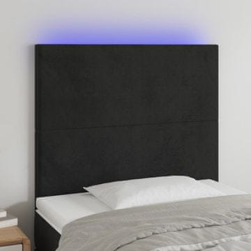 Vidaxl vidaXL Vzglavje postelje z LED diodo črno 90x5x118/128 cm žamet