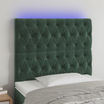 Vidaxl vidaXL Vzglavje postelje z LED diodo temno zeleno 90x7x118/128 cm žametno