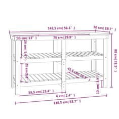 Vidaxl Delovna miza medeno rjava 142,5x50x80 cm trdna borovina