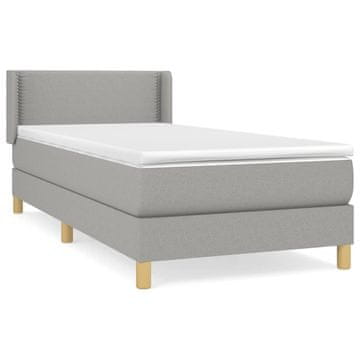 Vidaxl Box spring postelja z vzmetnico svetlo siva 90x190 cm blago