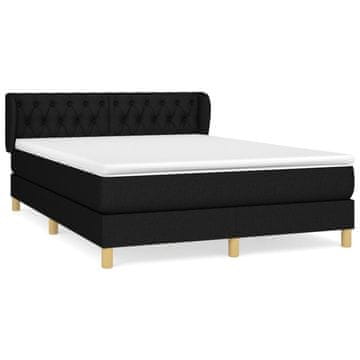 Vidaxl Box spring posteljni z vzmetnico črn 140x190 cm blago