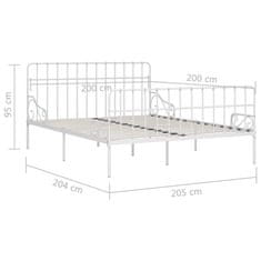 Vidaxl Posteljni okvir z letvenim dnom bel kovinski 200x200 cm