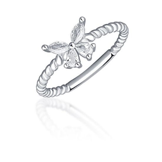 JVD Bleščeč srebrn prstan za metuljčka SVLR0744XI2BI