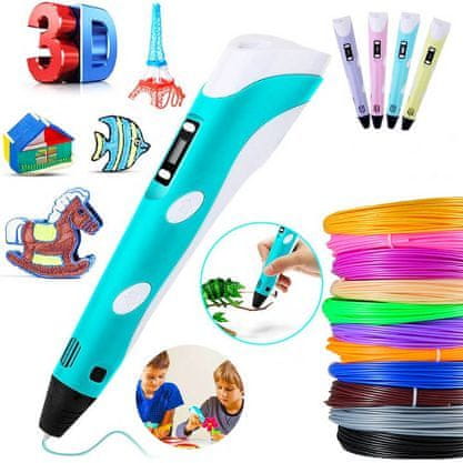 JOJOY® 3D Pero, 3D Pisalo, Ustvarjanje 3D predmetov, 3D Tiskanje z barvinimi filamentami (Rumena, Roza, Modra, Vijolična) | ARTPEN