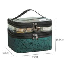 ZLOŽLJIVA KOZMETIČNA TORBICA GEOMETRIJSKO ZELENA 23X15,5X9 CM ORGANIZATOR WOW