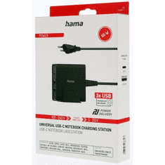 Hama hitri namizni polnilnik USB, 1x USB-C, 2x USB-A, PD 65 W