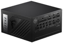 MSI napajalnik MPG A850G PCIE5/ 850W/ ATX3.1/ akt. PFC/ 10 let garancije/ 135mm ventilator/ popolnoma modularen/ 80PLUS Gold