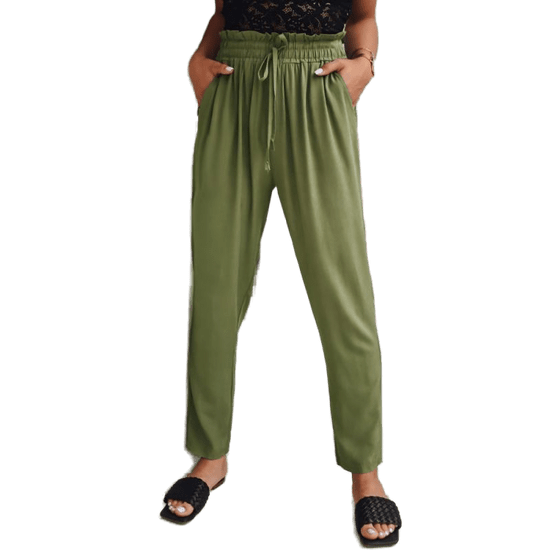Dstreet Ženske hlače iz blaga ADELIS zelena uy1554
