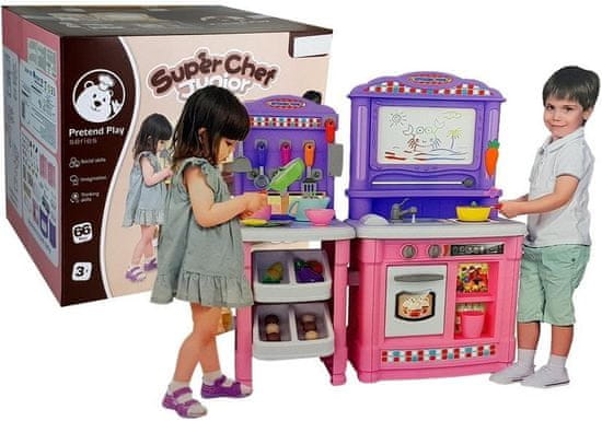 Lean-toys PVC baterijska otroška kuhinja 66 delni set