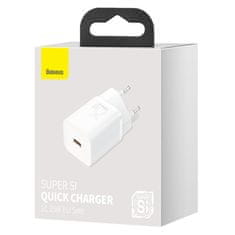 BASEUS Super hitri polnilnik USB-C 25 W Power Delivery Quick Charge – bel