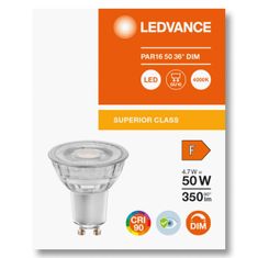 LEDVANCE Zatemnitvena LED žarnica GU10 4,7W = 50W 350lm 4000K Nevtralno bela 36° CRI90 Steklo Superior