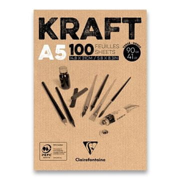 Clairefontaine Brown Kraft blazinica - A5, 100 listov, 90 g