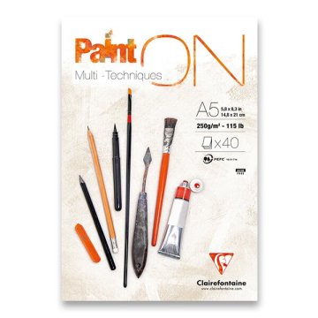 Clairefontaine Paint'ON White - A5, 40 listov, 250 g