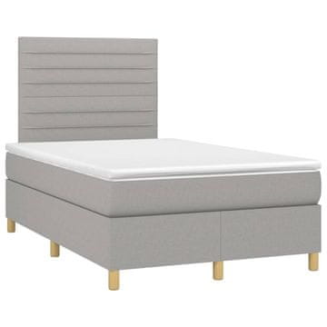 Vidaxl Boxspring postelja z vzmetnico svetlo siva 120x190 cm blago