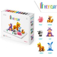 KIDS LICENSING HEY CLAY Kreativni set za modeliranje - Živali (18 kosov gline za modeliranje)