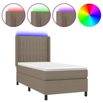 Vidaxl Box spring postelja z vzmetnico LED taupe 80x200 cm blago