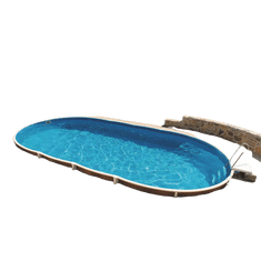 AZURO Prostostoječi bazen WOOD VARIO OVAL (404 DL) 5.5 x 3.7 x 1.2 m, iz pločevine z dodatno opremo