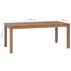 Vidaxl Jedilna miza iz trdne tikovine z naravnim finišem 180x90x76 cm