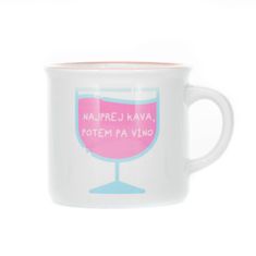 PixiINK Keramična skodelica - Najprej kava, potem pa vino, bela/roza