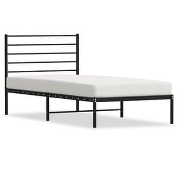 Vidaxl Kovinski posteljni okvir z vzglavjem črn 100x200 cm