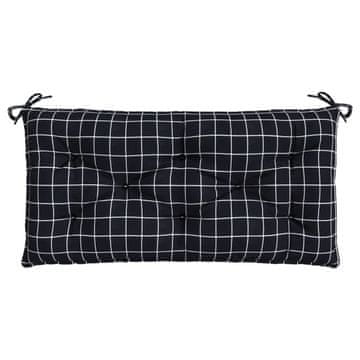 Vidaxl Blazina za vrtno klop črn karo vzorec 110x50x7 cm blago