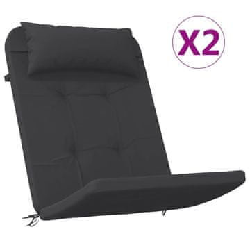 Vidaxl Blazine za stole Adirondack 2 kosa črna oxford tkanina