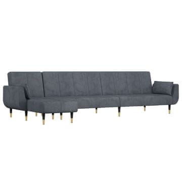 Vidaxl Raztegljiv kavč L oblike temno siv 275x140x70 cm žamet