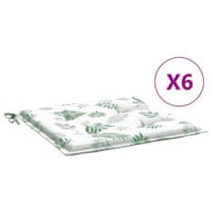 Vidaxl Blazine za vrtne stole 6 kosov vzorec listja 40x40x3 cm tkanina