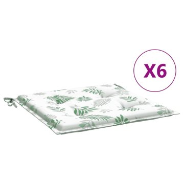 Vidaxl Blazine za stole 6 kosov vzorec listja 40x40x4 cm tkanina