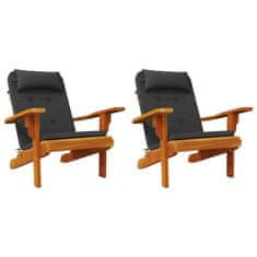 Vidaxl Blazine za stole Adirondack 2 kosa črna oxford tkanina