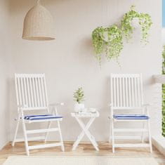 Vidaxl Blazina za vrtni stol 2 kosa modro bele črte 50x50x3 cm tkanina