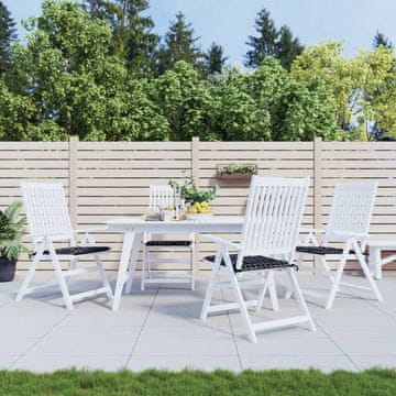 Vidaxl Blazine za vrtne stole 4 kosi črn karo vzorec 40x40x3 cm blago
