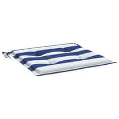 Vidaxl Blazine za vrtne stole 6 kosov modro bele črte 50x50x4 cm