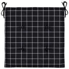 Vidaxl Blazine za vrtne stole 2 kosa črne karo 50x50x3 cm tkanina
