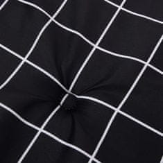 Vidaxl Blazine za vrtne stole 2 kosa črne karo 50x50x3 cm tkanina