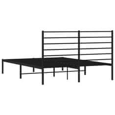 Vidaxl Kovinski posteljni okvir z vzglavjem črn 140x200 cm