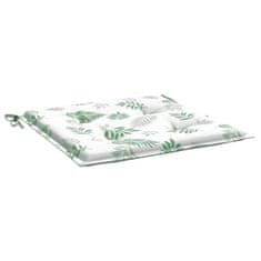 Vidaxl Blazine za vrtne stole 2 kosa vzorec listja 50x50x3 cm tkanina