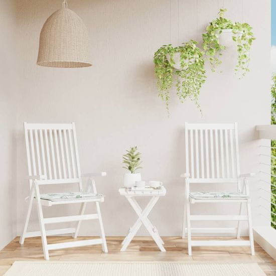 Vidaxl Blazine za vrtne stole 2 kosa vzorec listja 50x50x3 cm tkanina