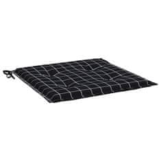 Vidaxl Blazine za vrtne stole 6 kosov črne karo 50x50x3 cm tkanina