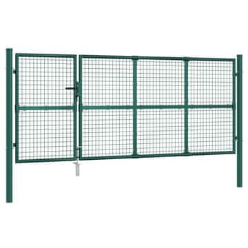 Vidaxl Vrtna mrežasta vrata zelena 350x125 cm pocinkano jeklo