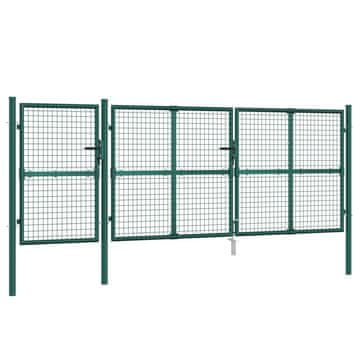 Vidaxl Vrtna mrežasta vrata zelena 400x125 cm pocinkano jeklo
