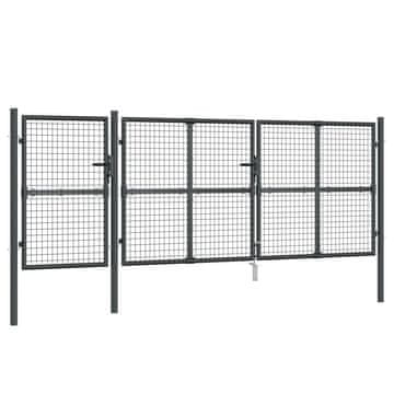 Vidaxl Vrtna mrežasta vrata antracit 400x125 cm pocinkano jeklo
