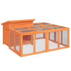 Vidaxl Zajčnik rjav 144x123x67,5 cm trdna borovina