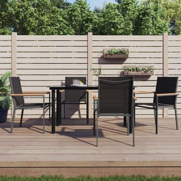 Vidaxl vidaXL Vrtni stoli, komplet 4 kosov, črni, 55x61,5x90 cm, tekstil in jeklo