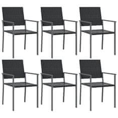 Vidaxl Vrtni stoli 6 kosov črni 54x62,5x89 cm poli ratan