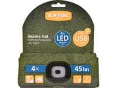 Extol Light kapa z naglavno svetilko 4x45lm, USB polnjenje, temno zelena, univerzalna velikost
