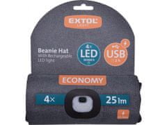 Extol Light kapa z naglavno svetilko 4x25lm, USB polnjenje, temno siva, GOSPODARSTVO, univerzalna velikost