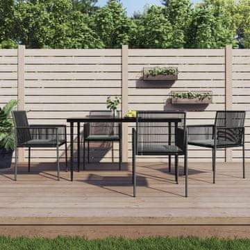Vidaxl vidaXL Vrtni stoli z blazinami, komplet 4 kosov, črni, 54x60,5x83,5 cm